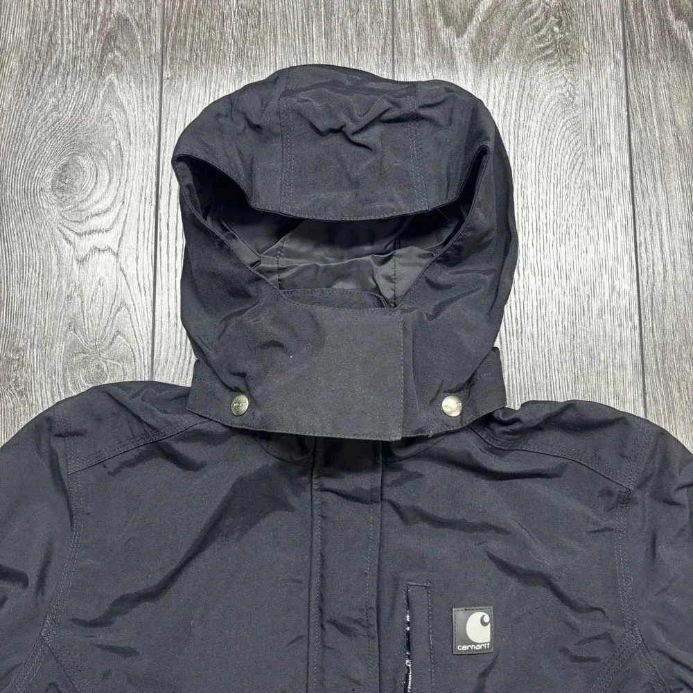 Carhartt Women Black Waterproof Breathable Hooded Jacket WJ002 BLK Small Regular - Picture 3 of 9